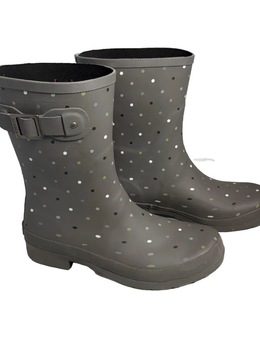 Chooka Gray Downpour Dot Rain Boots US Sz 8